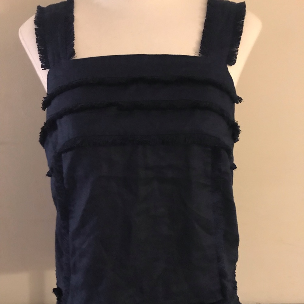 NWT Jcrew navy blue top 100% linen